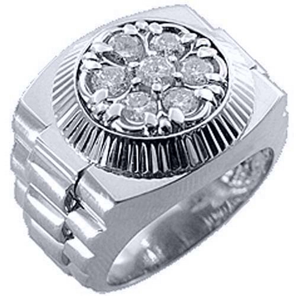 Diamond 1/2 Ct.Tw. Mens Rolex Ring in 14K White Gold - Unclaimed Diamonds